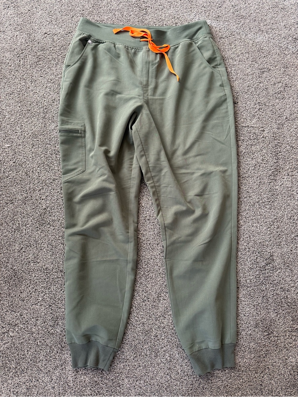 Figs Moss Green Zamora Jogger Pants with Orange Drawstring